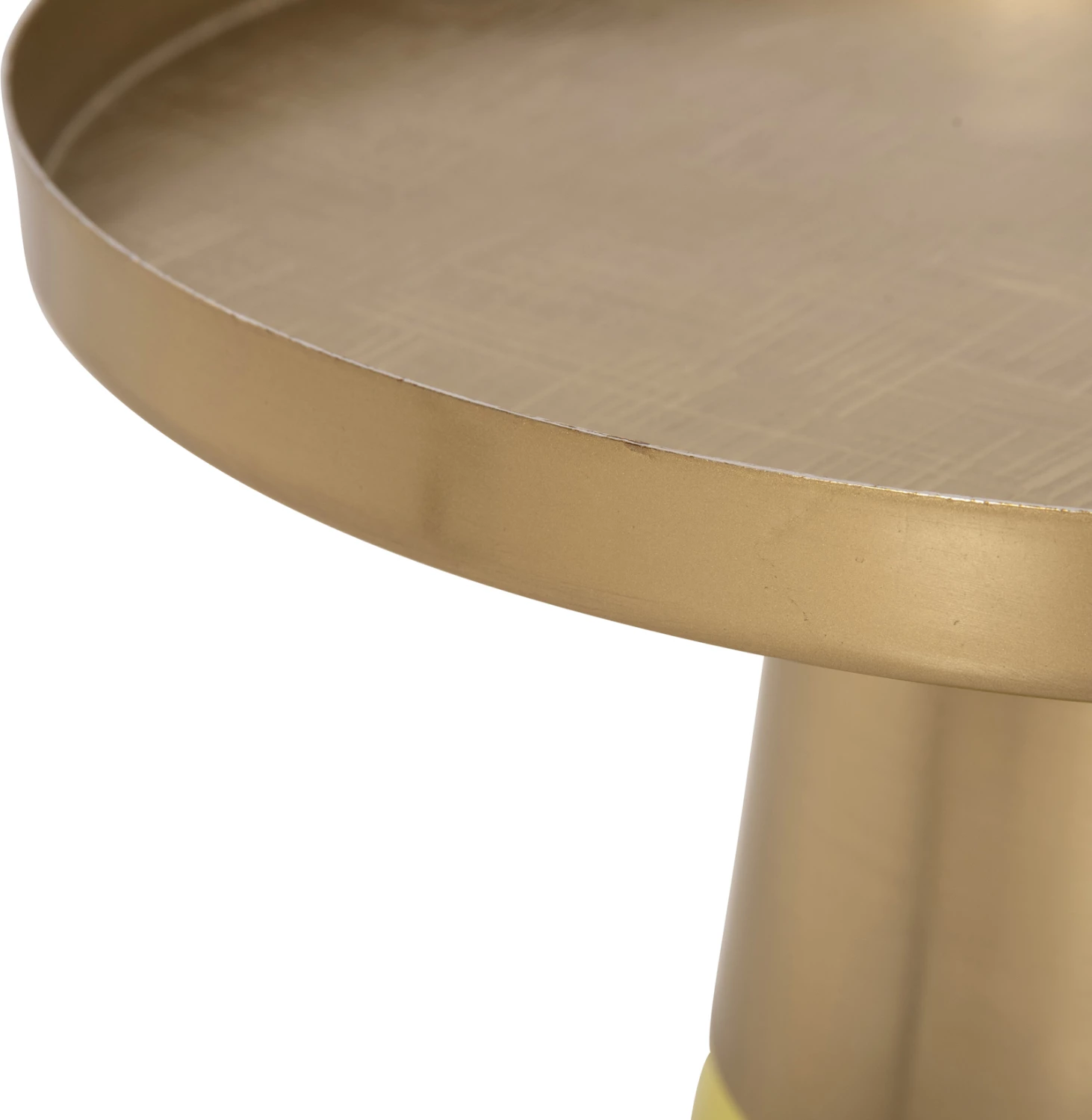 Tavolinë anësore VALERY FH9732 bazë qelqi jeshile e lehtë - majë metali në ar Φ39,5x52H cm