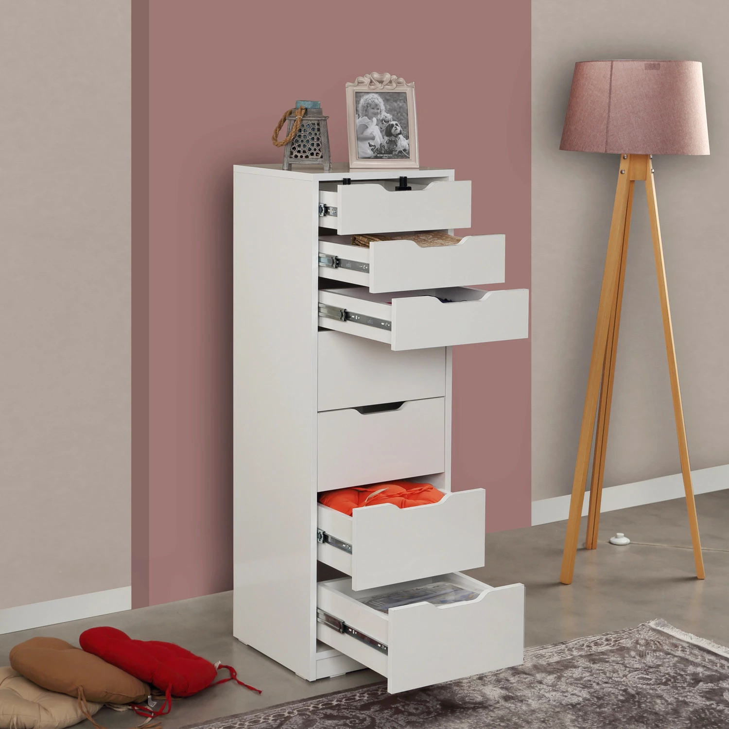 Komodë Hanah Home Flow, ngjyrë e bardhë shkëlqyese