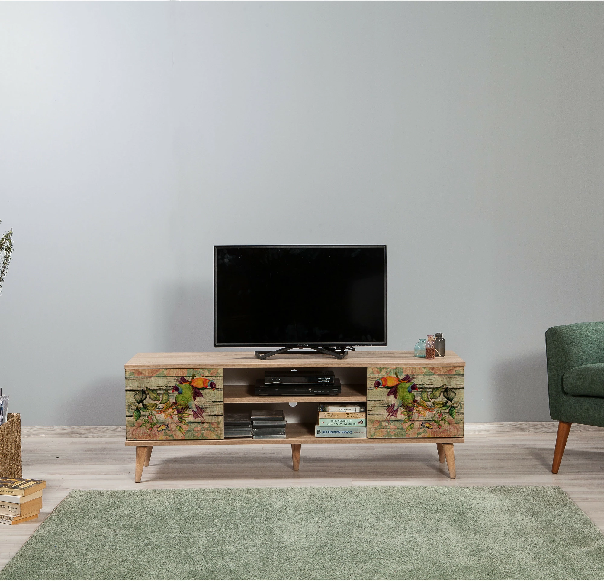 Komodë TV Hanah Home, Truva-740, ngjyrë lisi Sonoma
