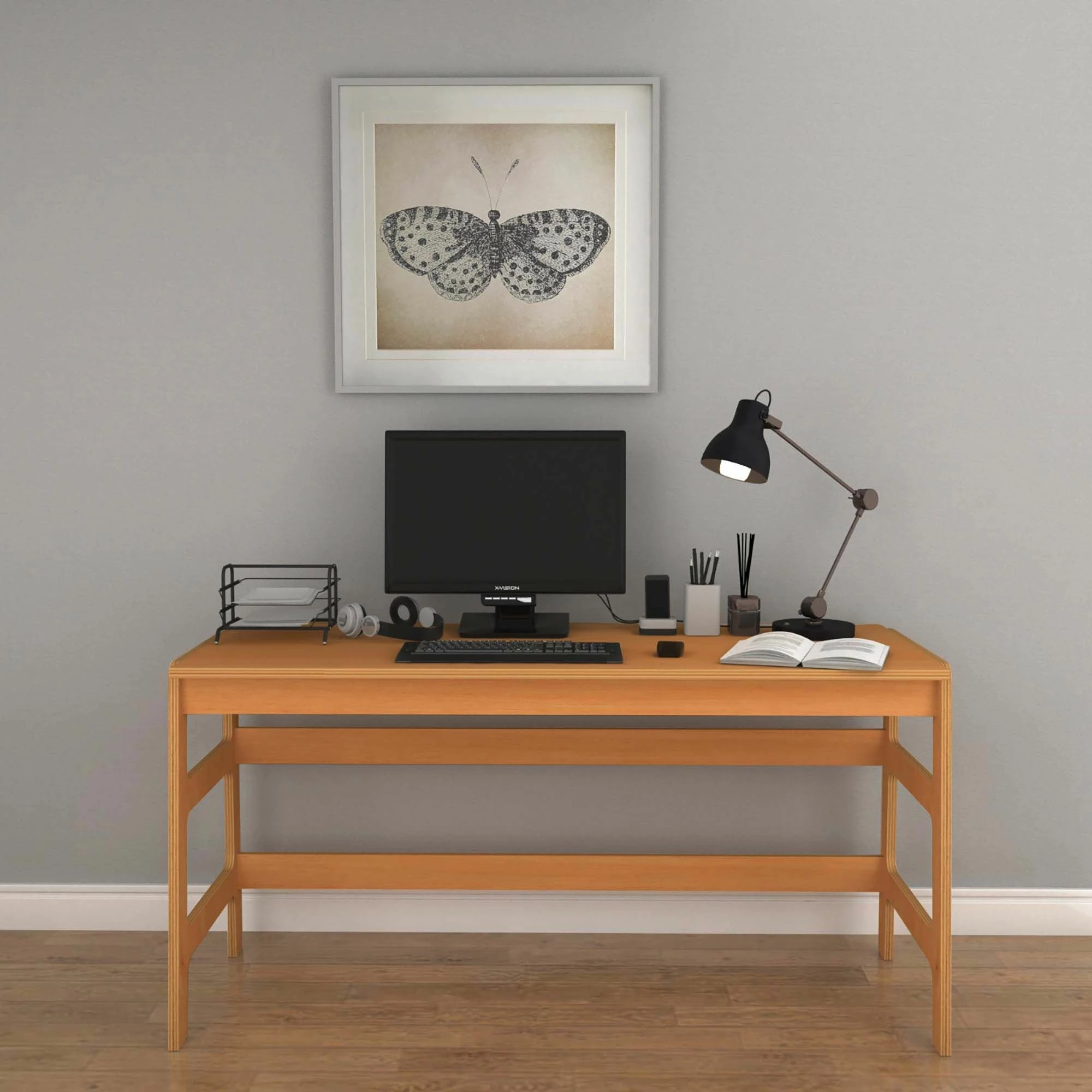 Set tavoline pune me raft librash, ngjyrë teak, Skye Decor, CPT4802-150