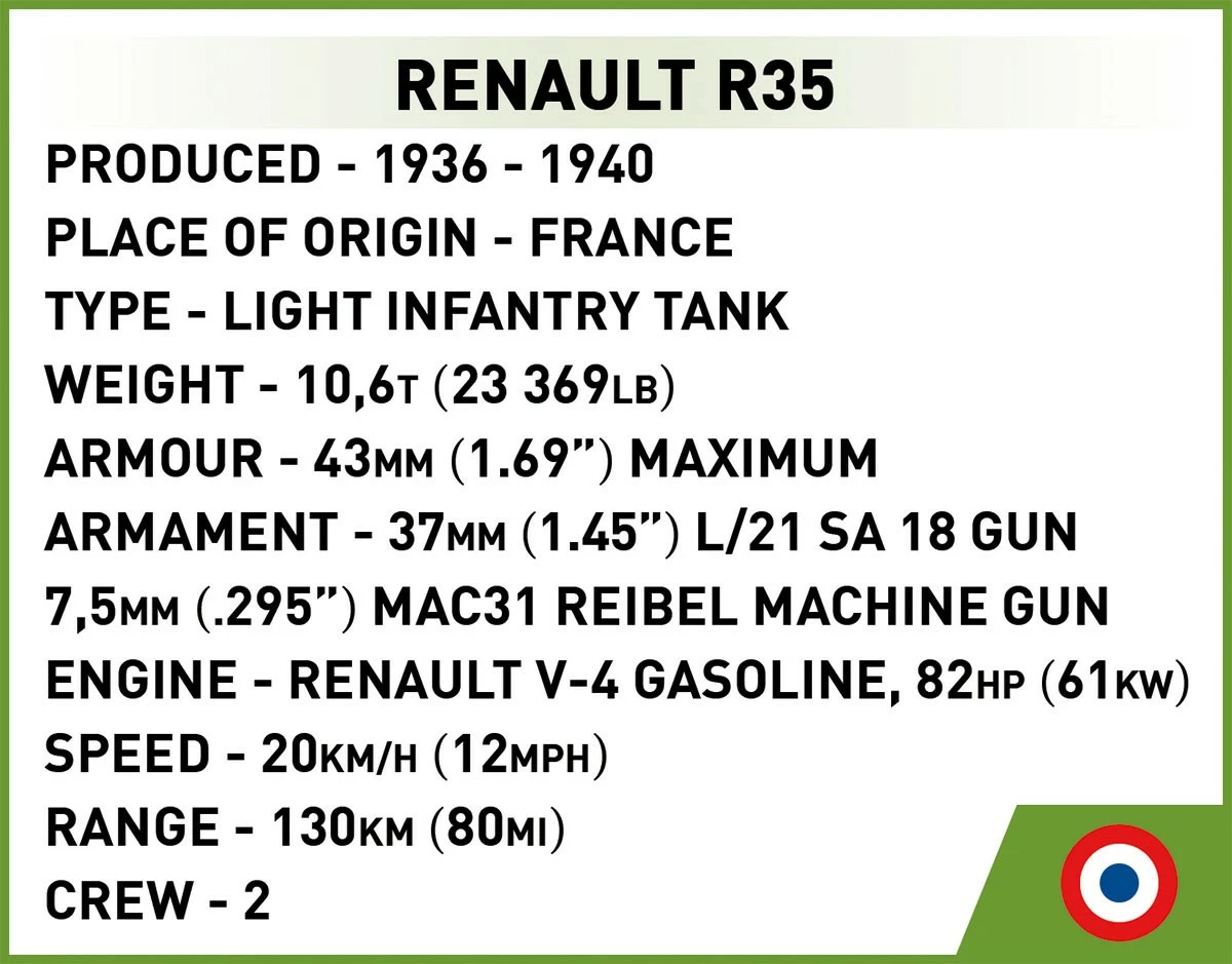 Set lodrash ndërtimi Cobi Klocki 2740 Renault R35, Valentine IX, Panzer I, 595 pjesë