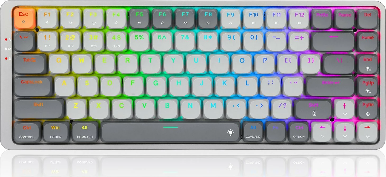 Tastierë gaming mekanike Redragon K652 Azure K652GG-RGB-PRO 75% RGB wireless/USB US layout, gri