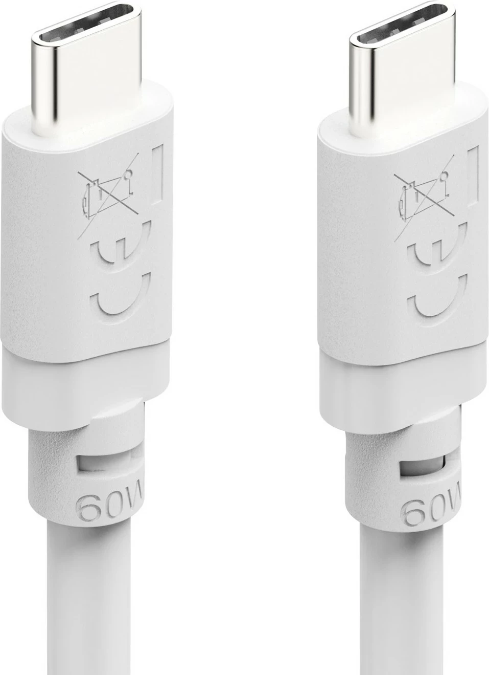 Kabllo karikimi Hama USB-C në USB-C, 2 m, 60W, e bardhë