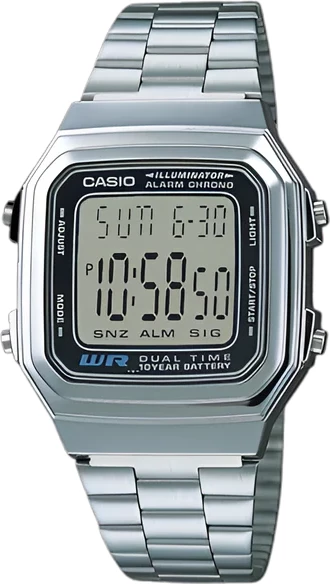 Orë dore Casio A178WA-1A, e argjendtë