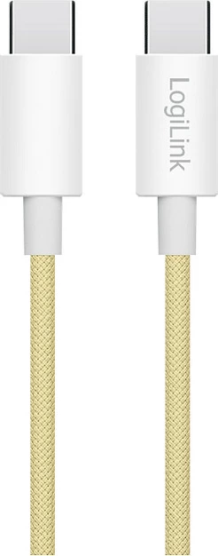 Kabllo USB-C LogiLink, USB 2.0 C në C, 1 m, 60W, 480 Mbps, najlon, e verdhë