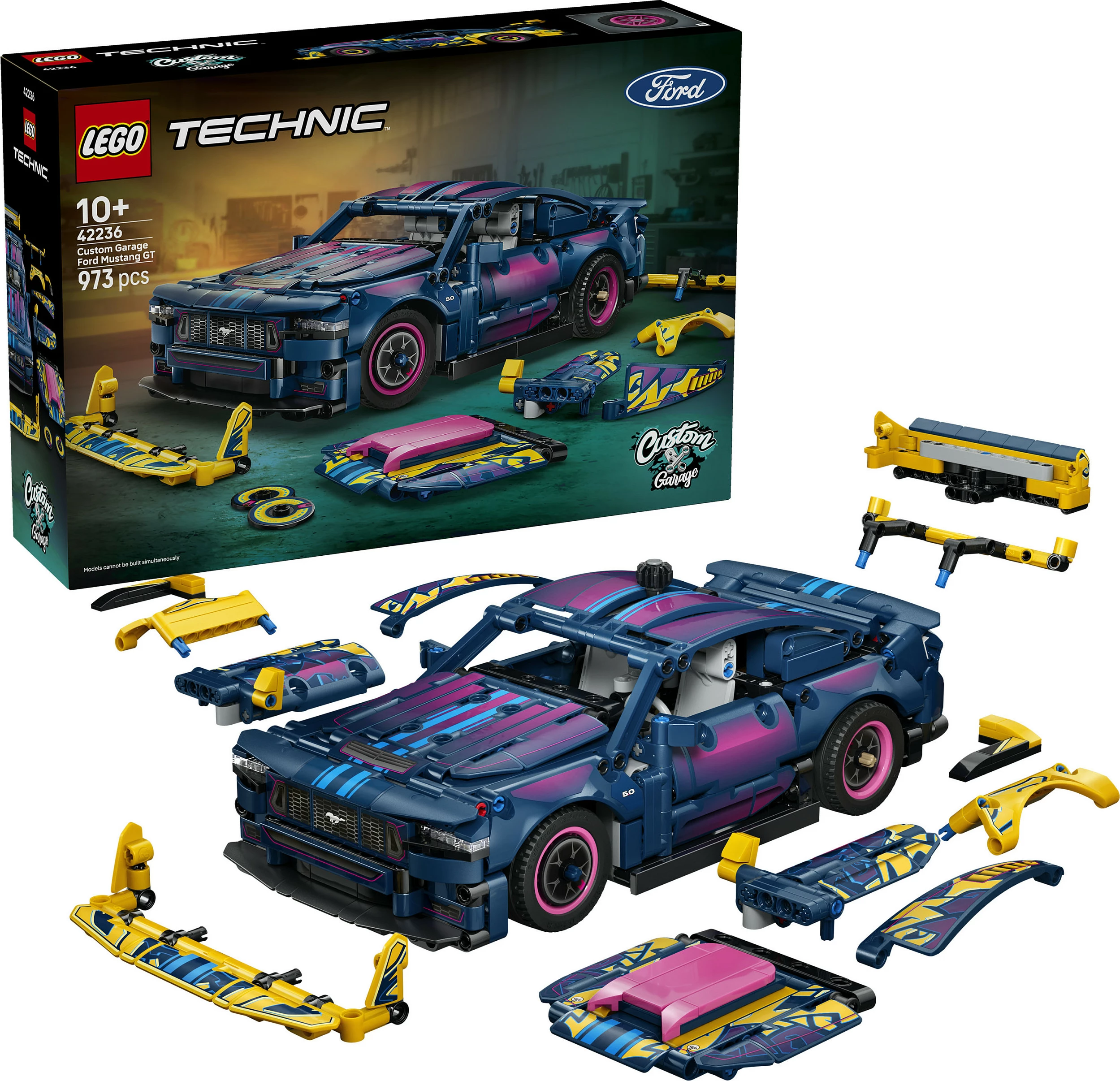 Set ndërtimi LEGO Technic 42236 Custom Garage Ford Mustang GT, 973 pjesë, 10+, shumëngjyrësh