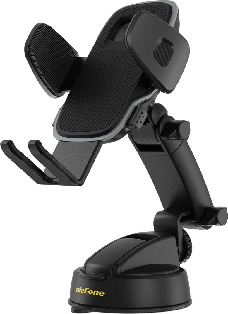 Mbajtës celulari për veturë Ulefone UAN16, me ventuzë xhel, krah teleskopik, rrotullim 360°, për 4.7-7.2\", i zi