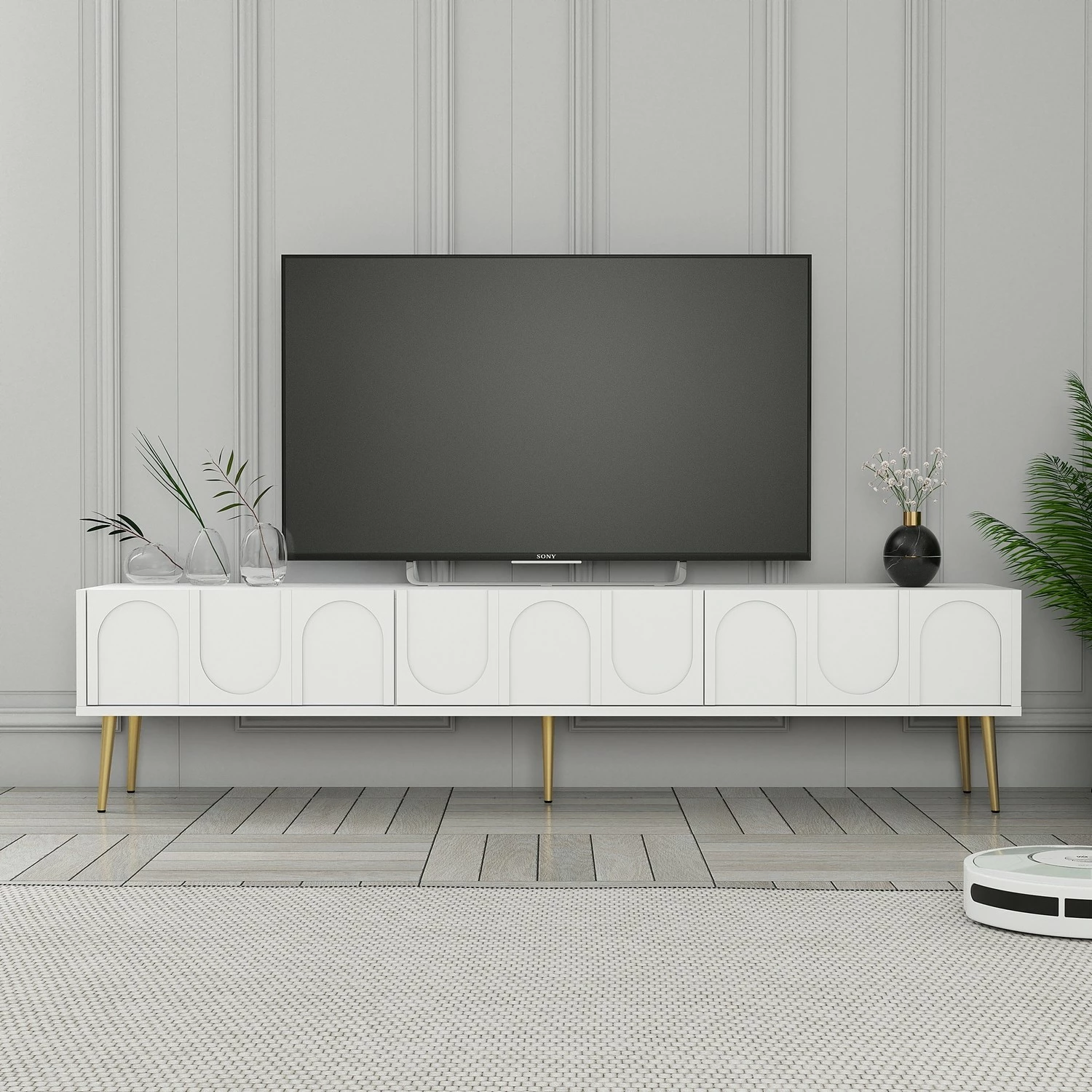 Komodë TV Hanah Home, Lyon 43, e bardhë, e artë