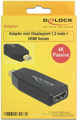Adapter DeLOCK 65583 mini DisplayPort në HDMI, 4K, i zi