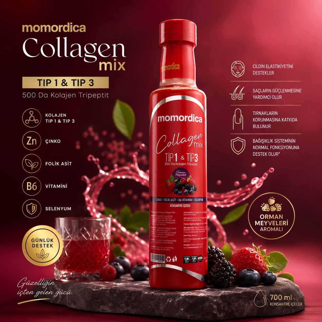 Momordica Collagen Mix -  Flok, thonjë dhe Inde të Forta
