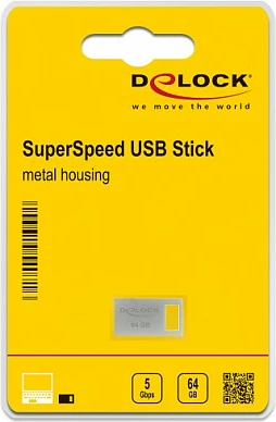 USB stick DeLOCK 64GB USB 3.2 Gen 1 Type-A, metal, argjendtë