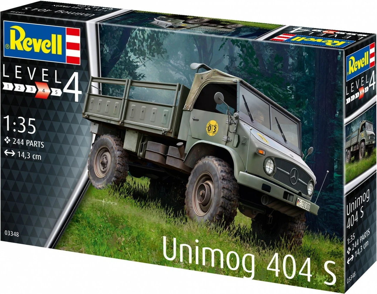 Model plastik kamioni Revell Unimog 404 S, 1:35, 244 pjesë, Jeshile