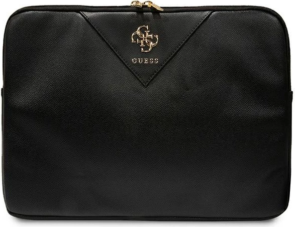 Mbështjellës për laptop Guess ZIP Leather Triangle, 16 inç, lëkurë ekologjike, e zezë