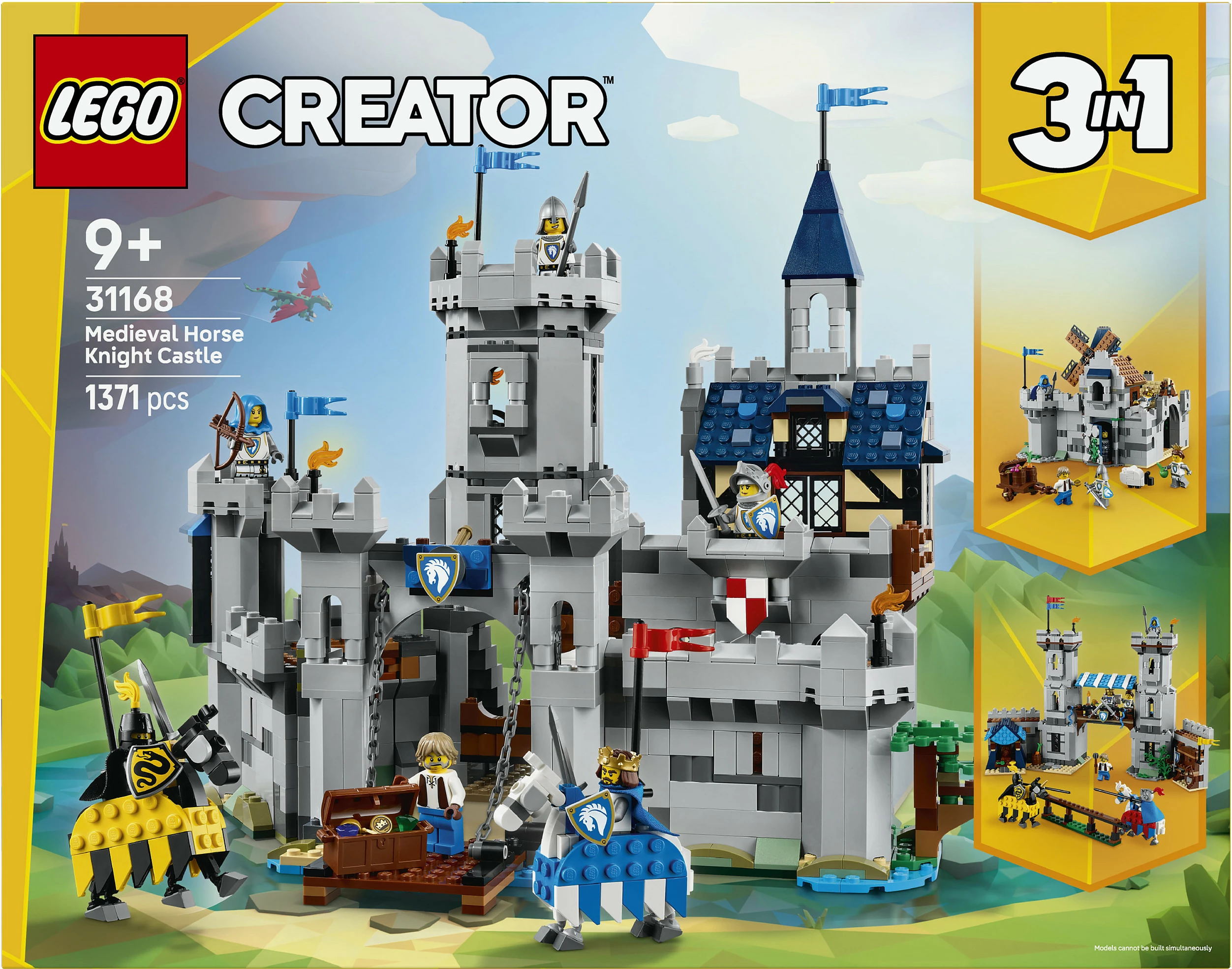 Set LEGO Creator 3in1 Medieval Horse Knight Castle 31168, 1371 copë, multikolor