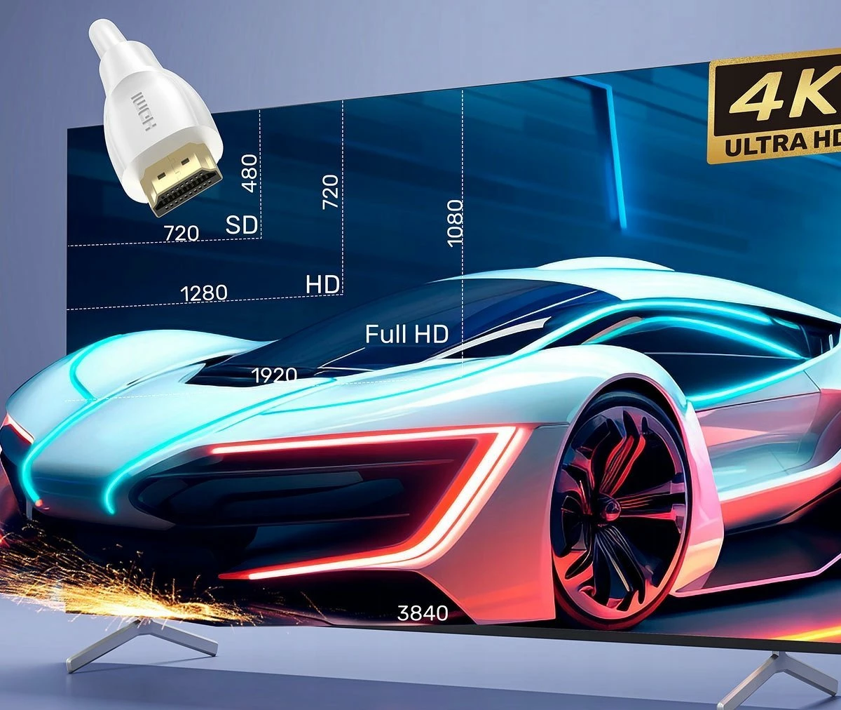 Kabllo HDMI Unitek C11090AWH03-0.3M 0.3m 4K HDMI 2.0 HDR, e bardhë