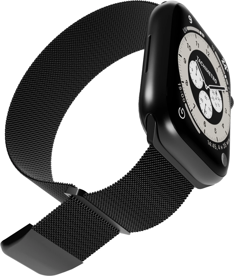 Rrip çeliku për Apple Watch Puro Milanese, 38/40/41mm, i zi