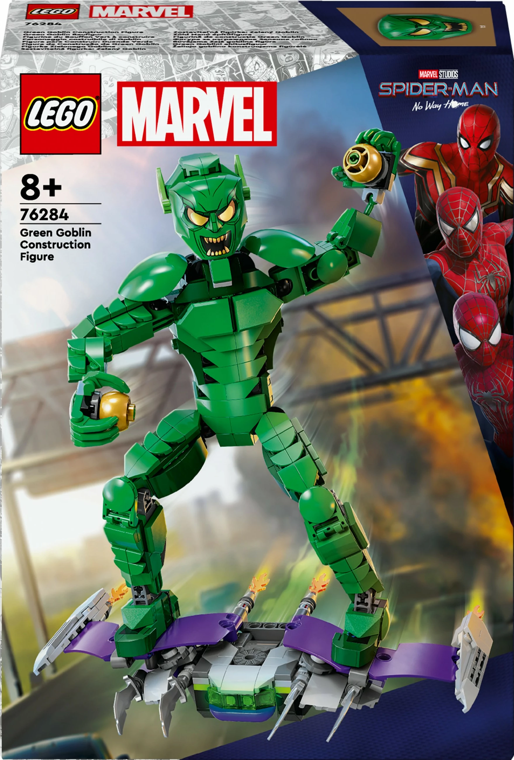 Set ndërtimi LEGO Marvel Green Goblin 76284, figurë ndërtuese, shumëngjyrëshe