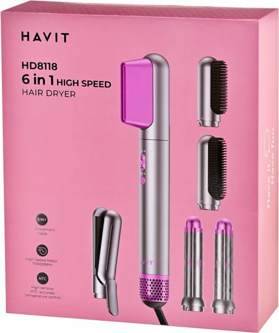 Tharëse flokësh Havit HD8118-EU, rozë-gri