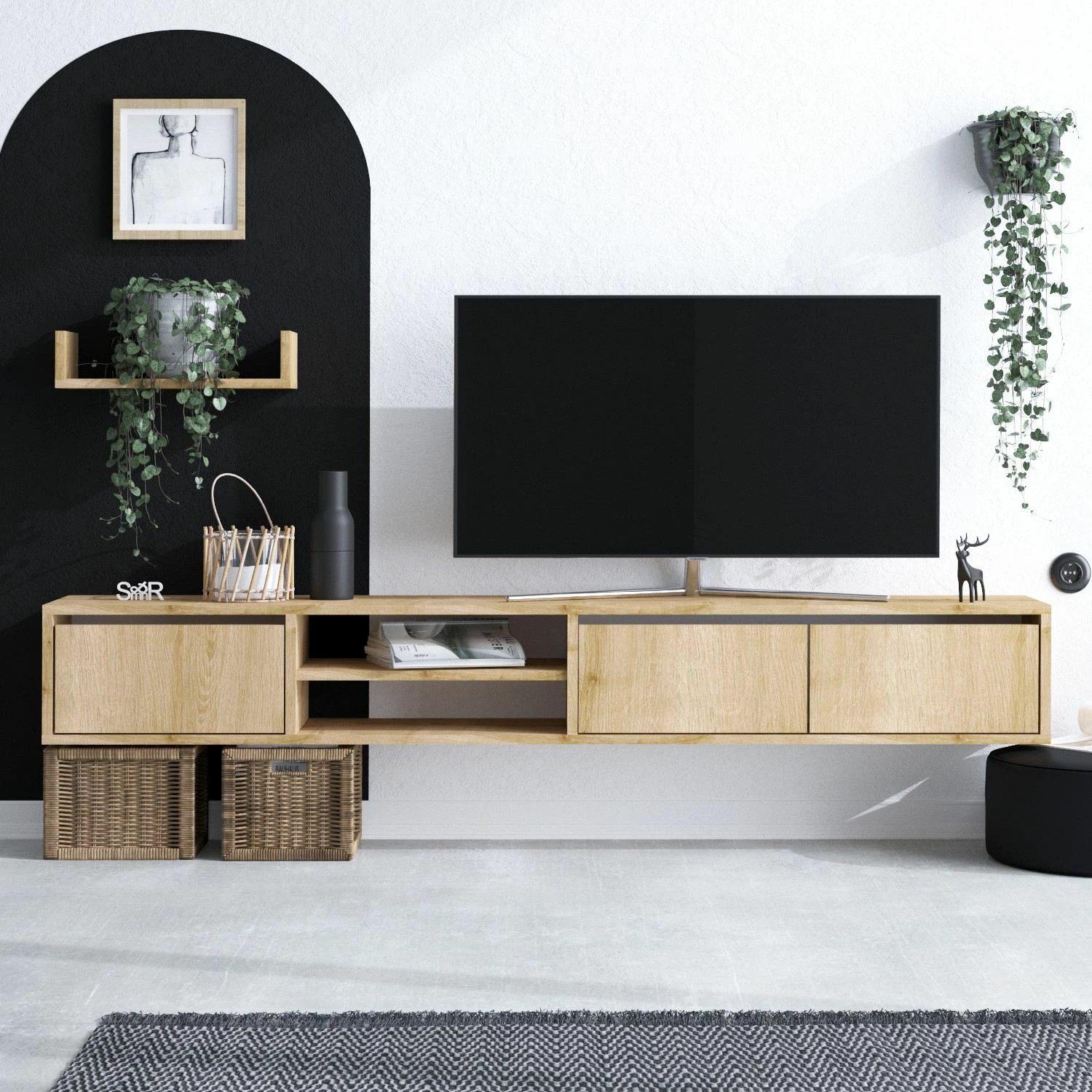 Komodë TV Hanah Home, Heka, ngjyrë lisi safir