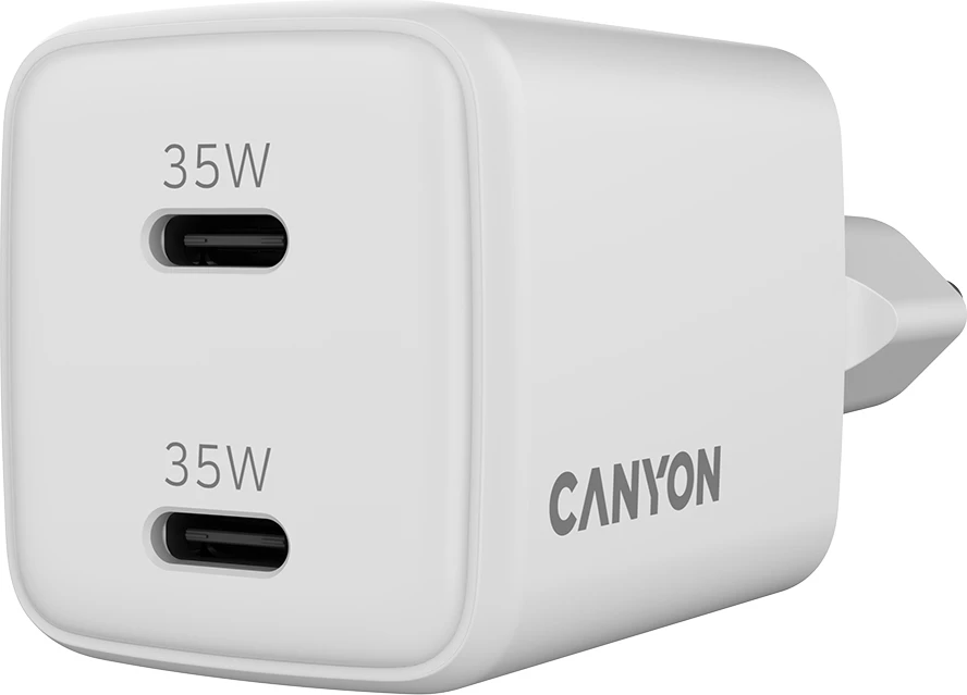Karikues CANYON CU35CC 35W GaN 2x USB-C PD/PPS, EU, i bardhë