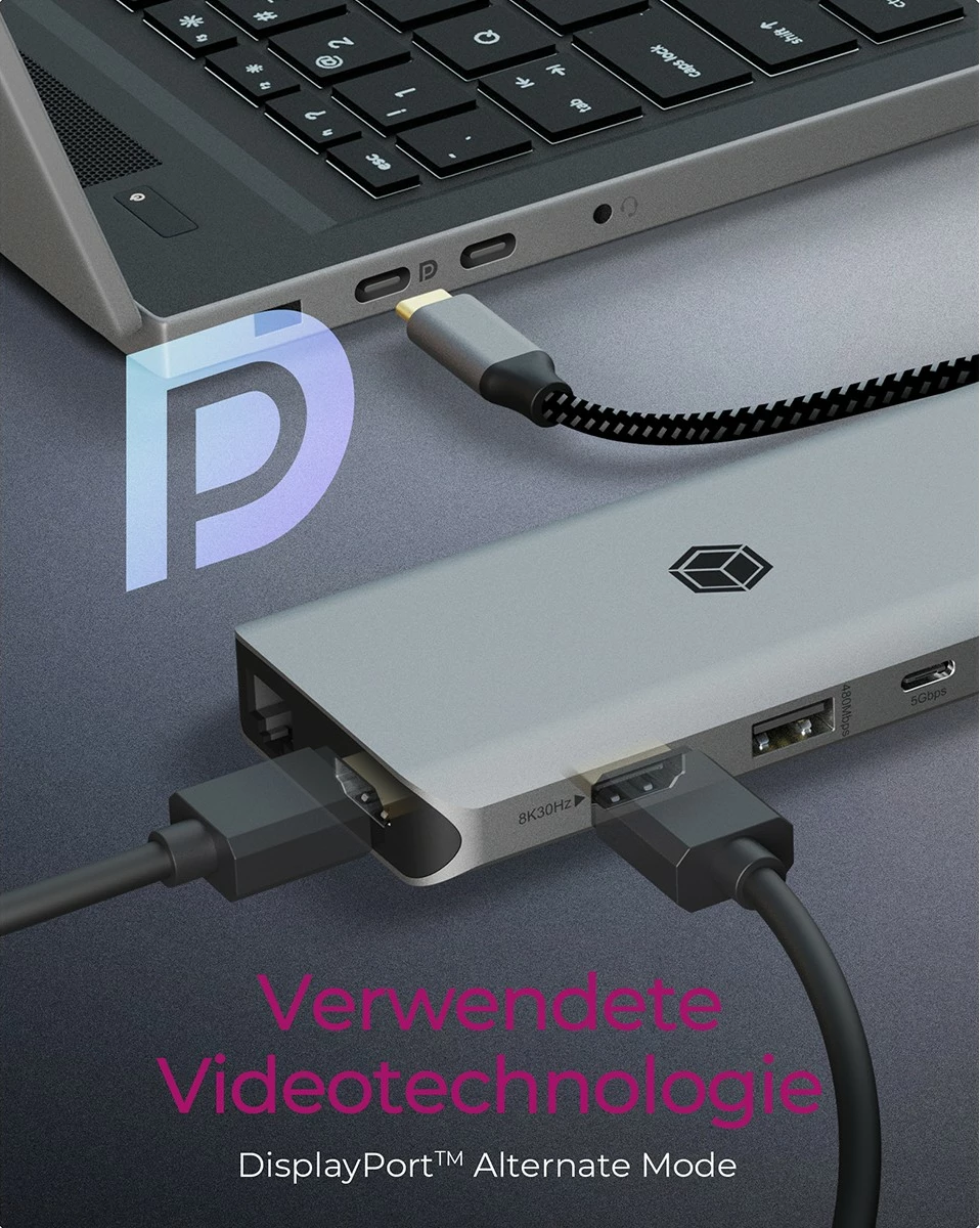 Docking station ICY BOX IB-DK4061-CPD, USB Type-C, 100W, HDMI, Ethernet, gri