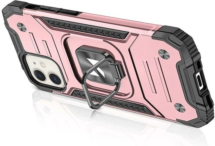 Mbështjellës Wozinsky Ring Armor për iPhone 14 Plus, me mbajtës gishti dhe qëndrim, Gold