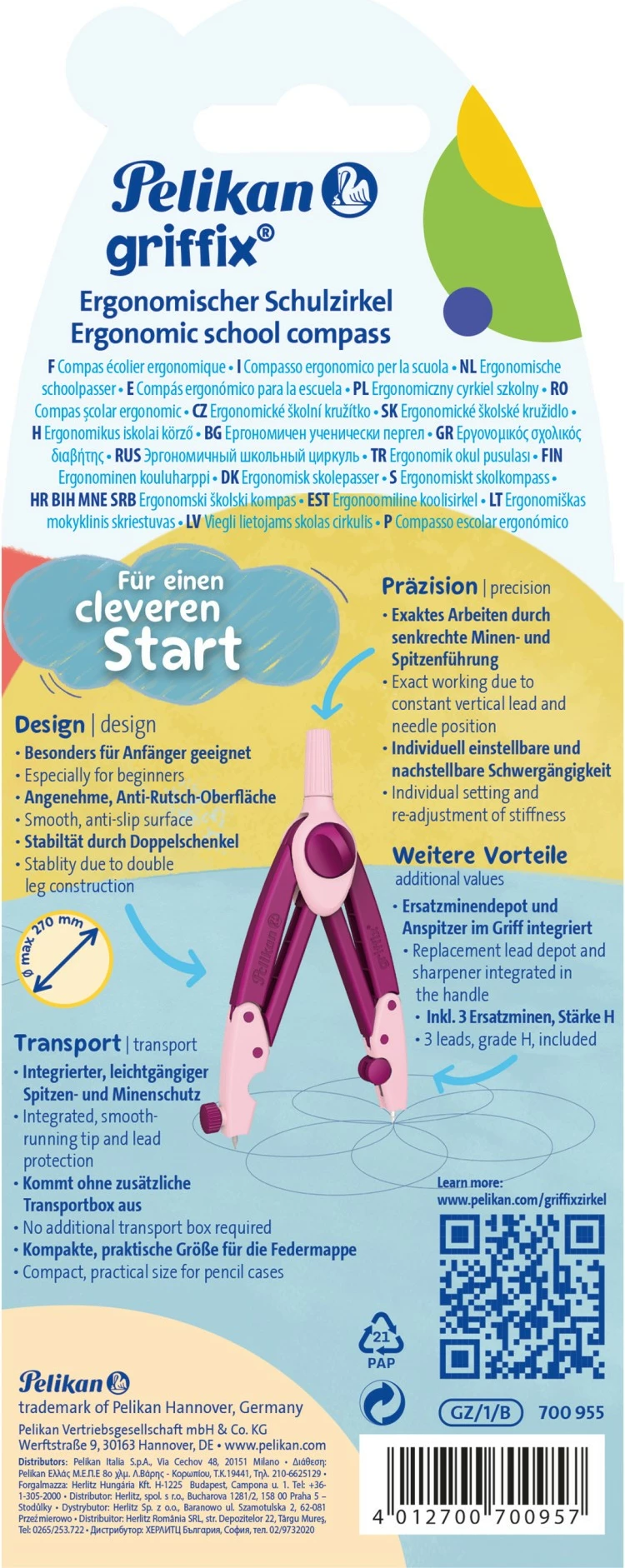 Instrument shkrimi Pelikan Griffix, 1 copë, rozë
