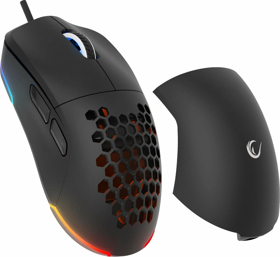Maus gaming Rampage Blink (BLINK-BLACK) 12800 DPI RGB USB me kabllo, i zi, me kapakë ndërrues