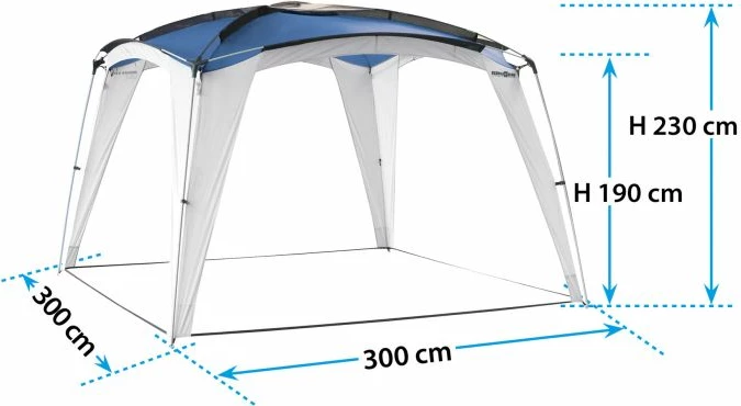 Paviljon kampingu BRUNNER Medusa II 0102034N.C30 300x300 cm, 2 mure anësore + çantë ruajtjeje, jeshile