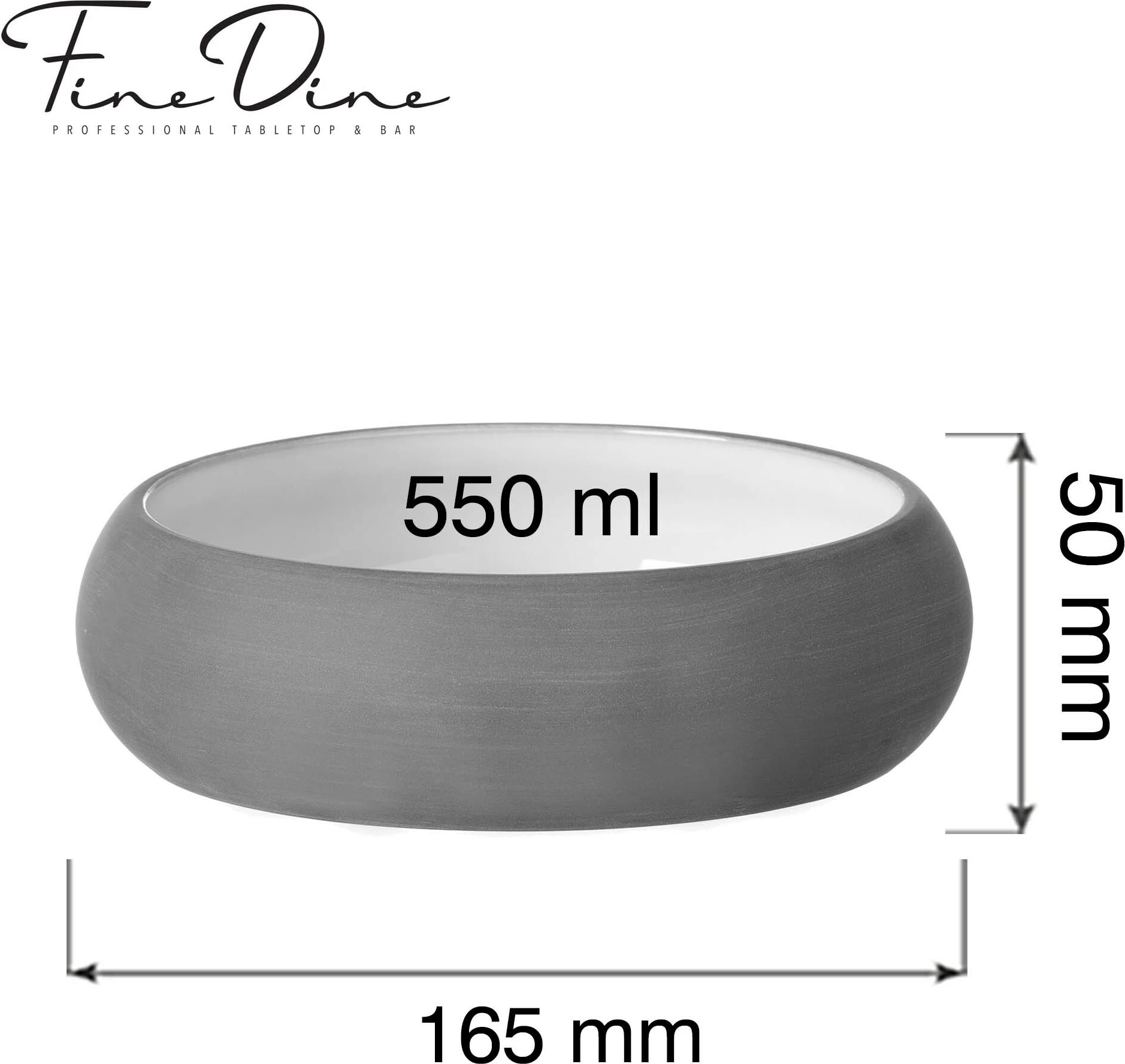 Tas Fine Dine Mia White 550 ml 165 mm gri/bardhë, set 2 copë