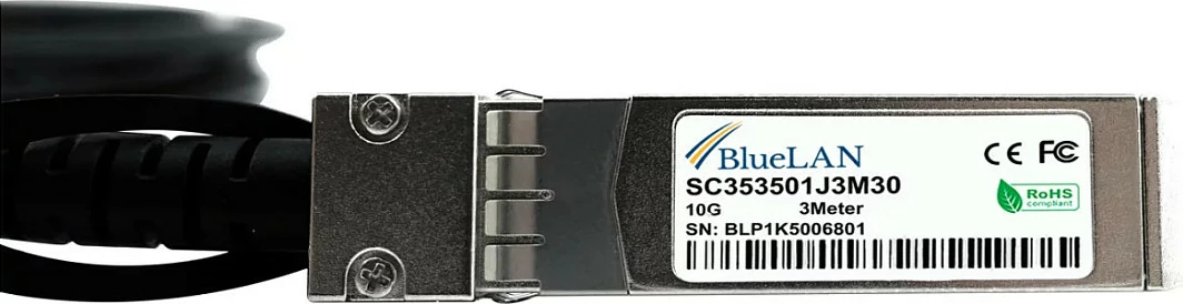 Kabllo DAC SFP+ BlueOptics BlueLAN SFP-10G-C3M, 10Gbps, 3m, e zezë