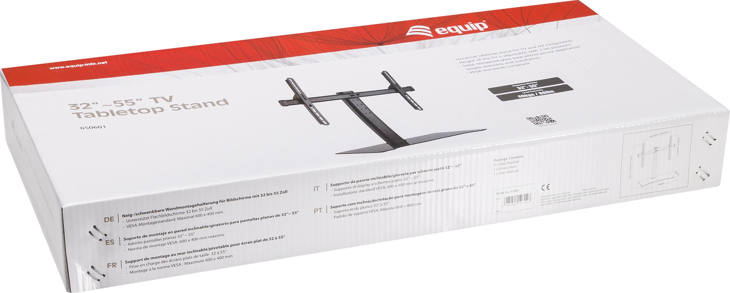 Mbajtëse tavoline TV/monitor EQUIP 32"-55", VESA 600x400, 40 kg, e zezë