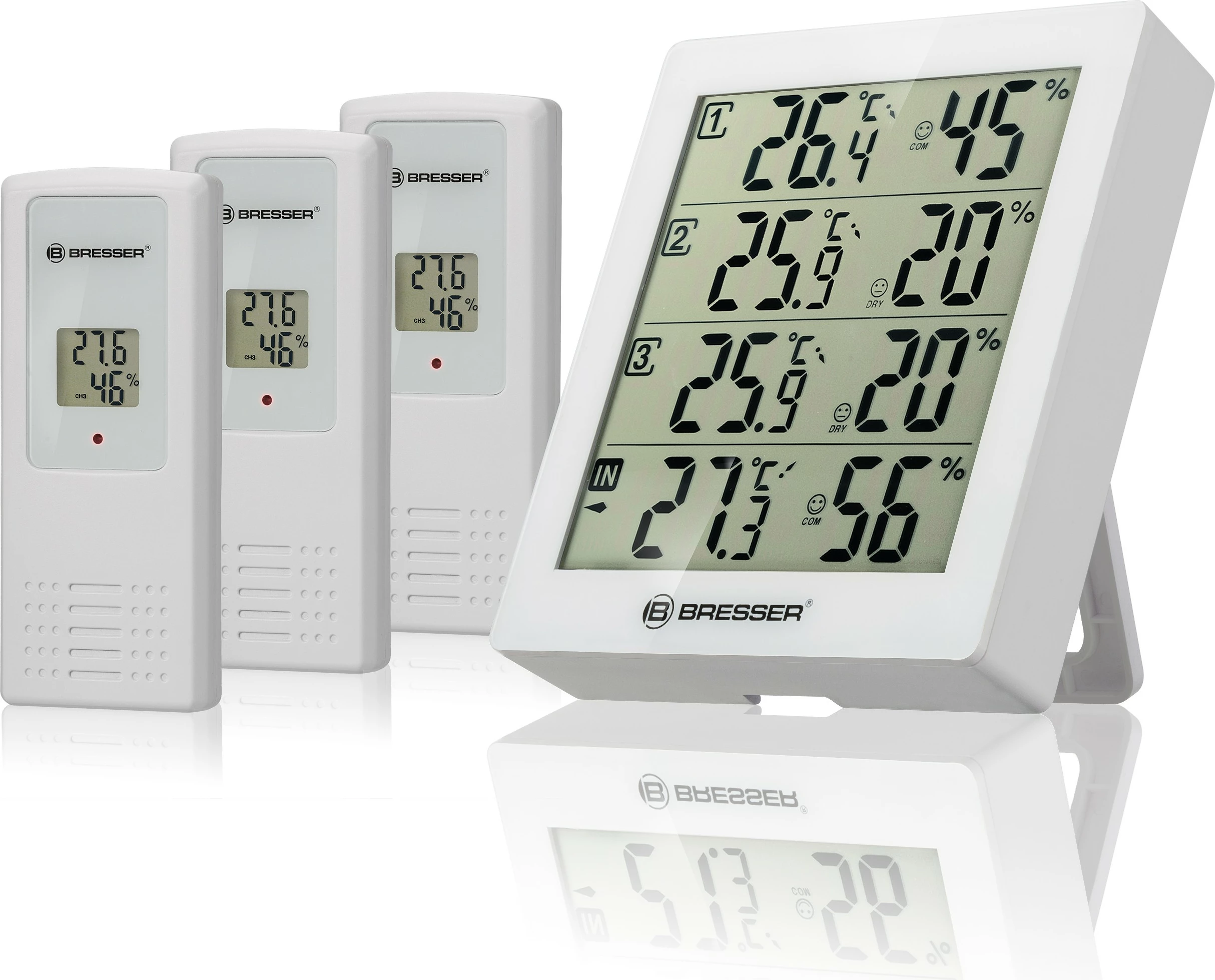 Termometër dhe higrometër Bresser Temeo Hygro Quadro i bardhë