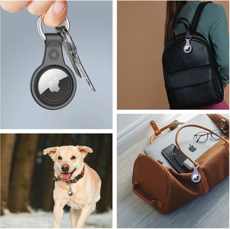 Mbështjellës silikon Dux Ducis për AirTag, set 4 copë, e zezë/e gjelbër/rozë/blu