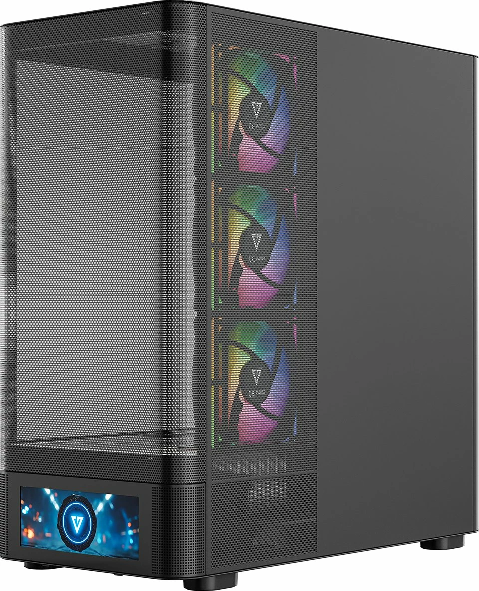 Kasë Modecom Volcano AQ500 ARGB Midi Tower (MC-A-AQ500-4FA-B), 4x120mm ARGB, USB-C, e zezë