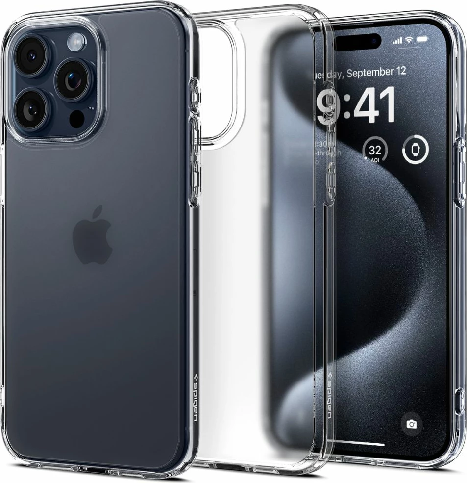 Mbështjellës Spigen Ultra Hybrid për iPhone 15 Pro, frost clear, gjysmë-transparent