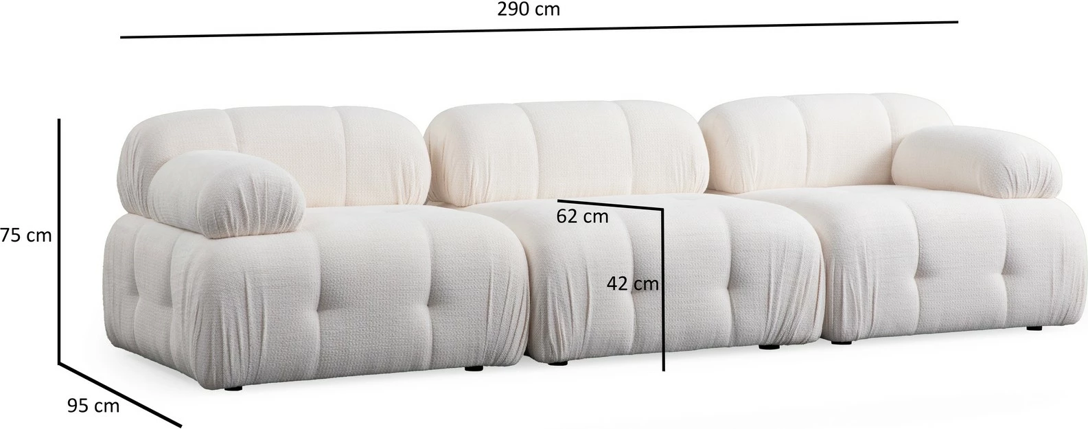 Divan treshe Atelier del Sofa, Petite 3, i bardhë