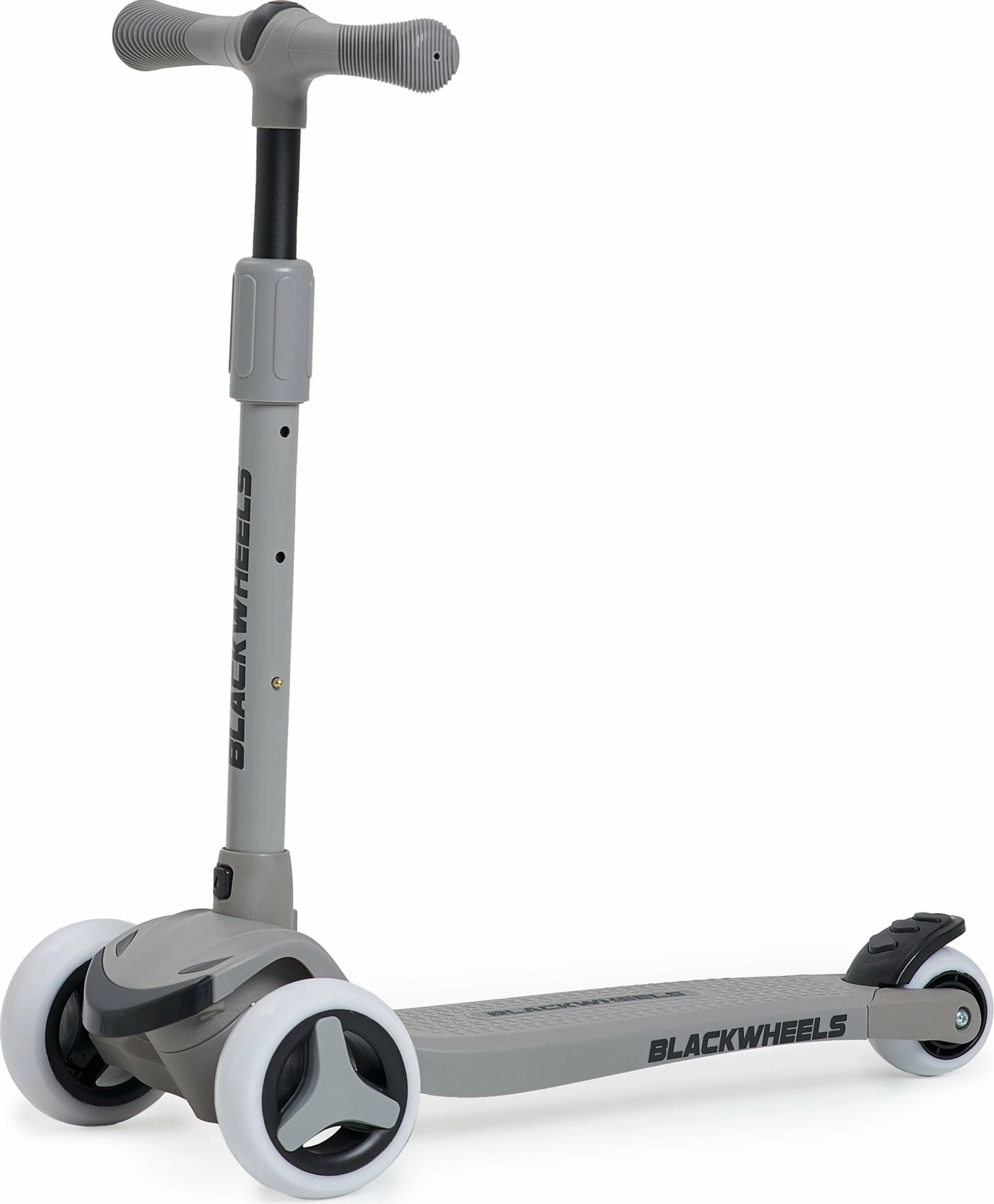 Skuter tre-rrotësh Blackwheels Blink, rrota LED, i palosshëm, 61-75 cm, 25 kg max, gri