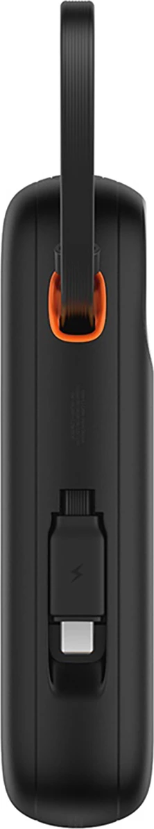 Powerbank Baseus QPow 2, 10000mAh, 30W, me kabllo USB-C të integruar, Ekran LED, e zezë