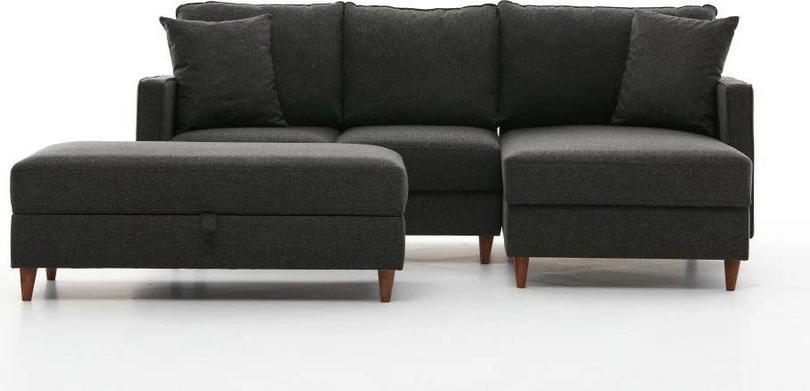 Këndare Eva, ngjyrë antracit, me pouf, Atelier del Sofa