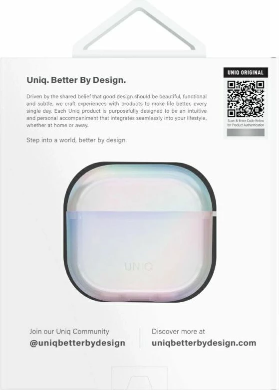 Kutí AirPods UNIQ Iridescia Hang Case, holo white