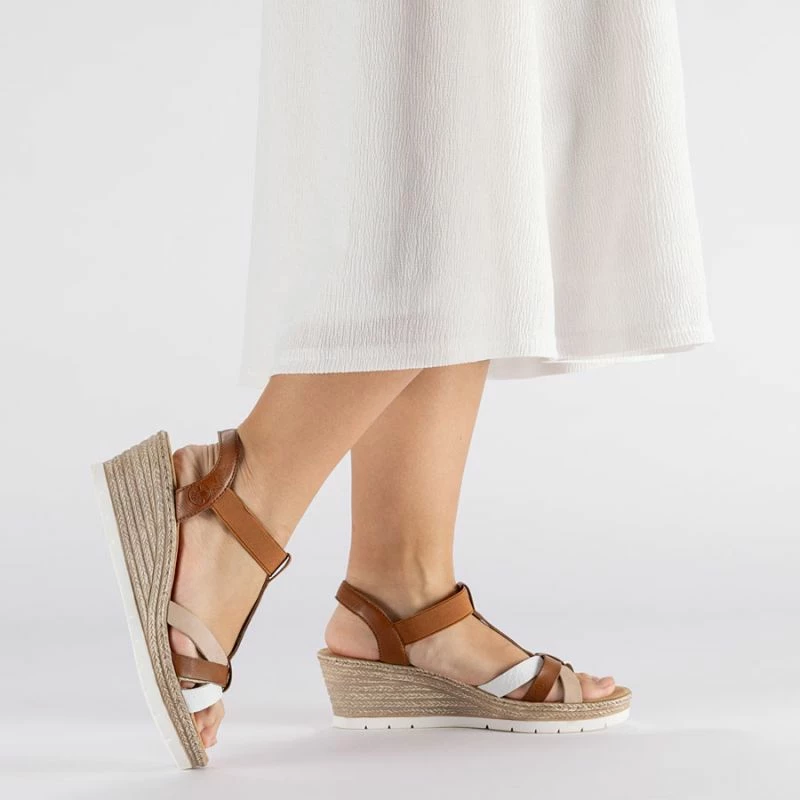 Sandale platforme femra Rieker 61995-81, kafe