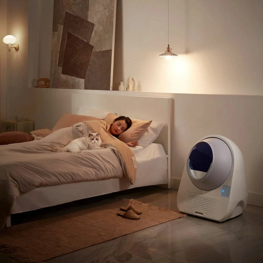 Kuti rëre automatike inteligjente për mace Catlink Pro ULTRA, kamerë 1080p, audio dy-kahësh, monitorim shëndeti, e bardhë