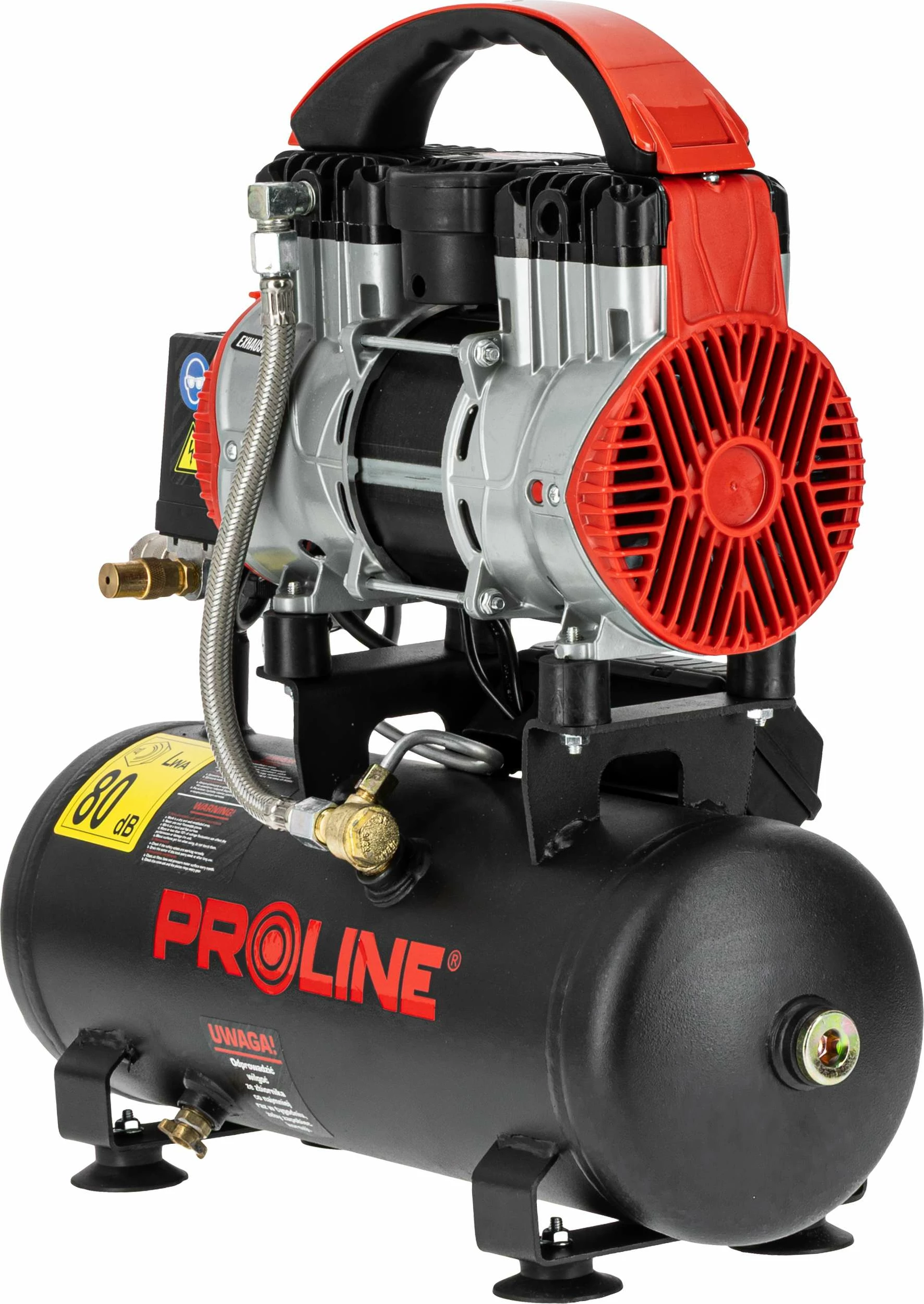 Kompresor ajri pa vaj PROLINE P200003, 9L, 750W/1HP, 8 bar, 167 L/min, kuqe/zezë