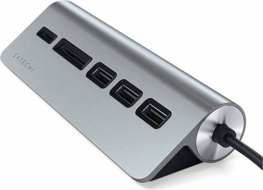 Hub USB-C Satechi ST-TCHCRM, HDMI, 3x USB-A, SD/microSD, Space Gray