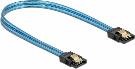 Kabllo SATA DeLOCK SATA III 20 cm, 6 Gb/s, UV glow, blu