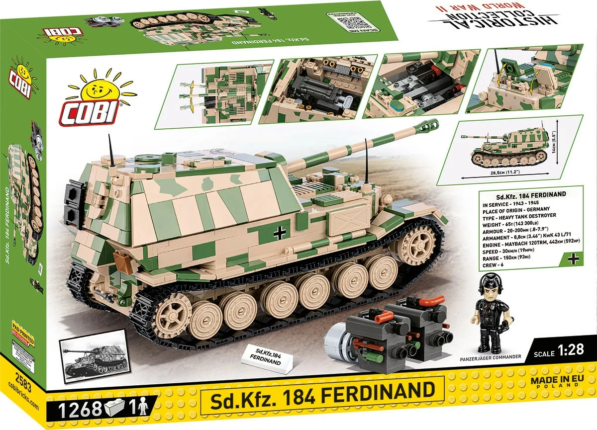 Set blloqesh Cobi Klocki Sd.Kfz. 184 Ferdinand, 1268 pjesë, Historical Collection, Kamuflazh