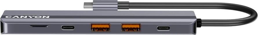 Hub USB-C CANYON DS-17 6n1 4K me Power Delivery, gri