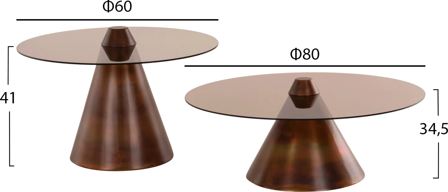 Set tavolina REBEN FH9676, 080 & 060 cm, 2 copë 4
