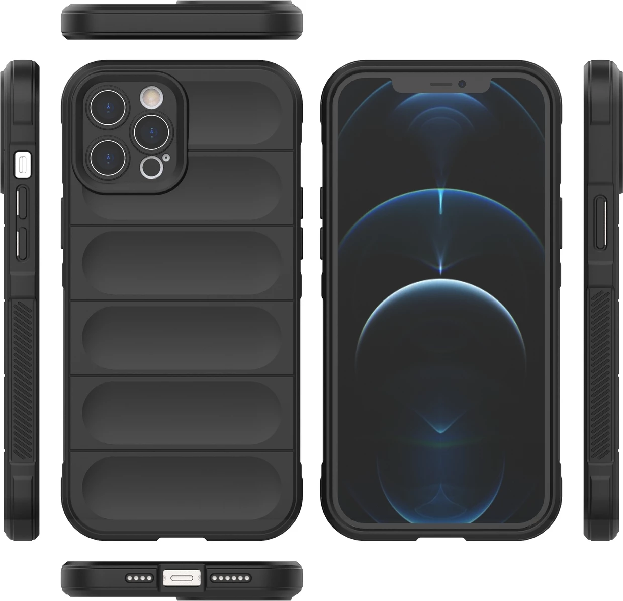 Mbështjellës Hurtel Magic Shield Case për iPhone 12 Pro Max, fleksibil, i blinduar, Kaltër e errët